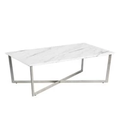 Paige Coffee Table - White/Stainless Steel
