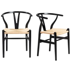 Tia Dining Chair Black/Natural - Set Of 2