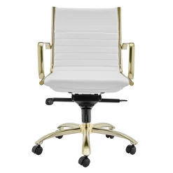 Darby Low Back Office Chair - White/Gold -furniture webimage 120130937 2 jpg
