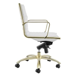 Darby Low Back Office Chair - White/Gold -furniture webimage 120130937 3 jpg