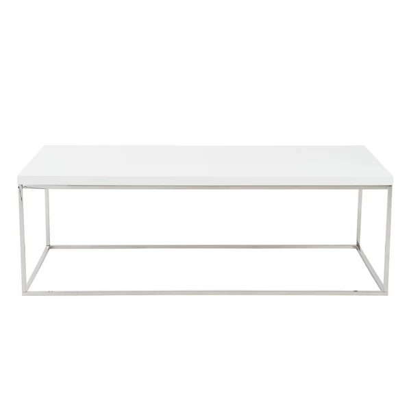 Cory Rectangle Coffee Table - White/Silver 3 Cory Rectangle Coffee Table - White/Silver