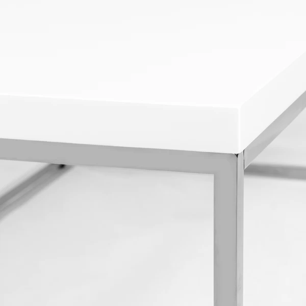 Cory Rectangle Coffee Table - White/Silver 7 Cory Rectangle Coffee Table - White/Silver - Image 5